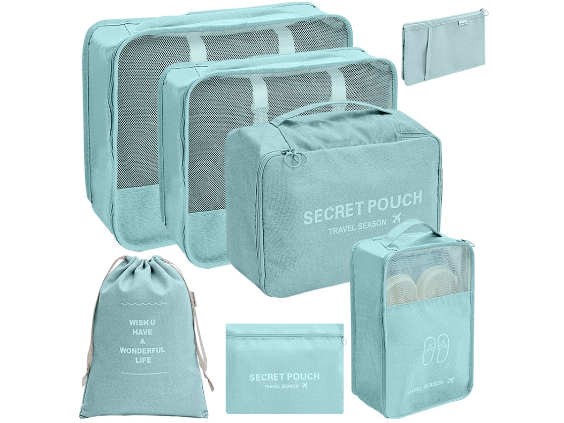 Conjunto De Bolsas Organizadoras Para Malas, Pacote Com 7 Chrui (azul Lago)