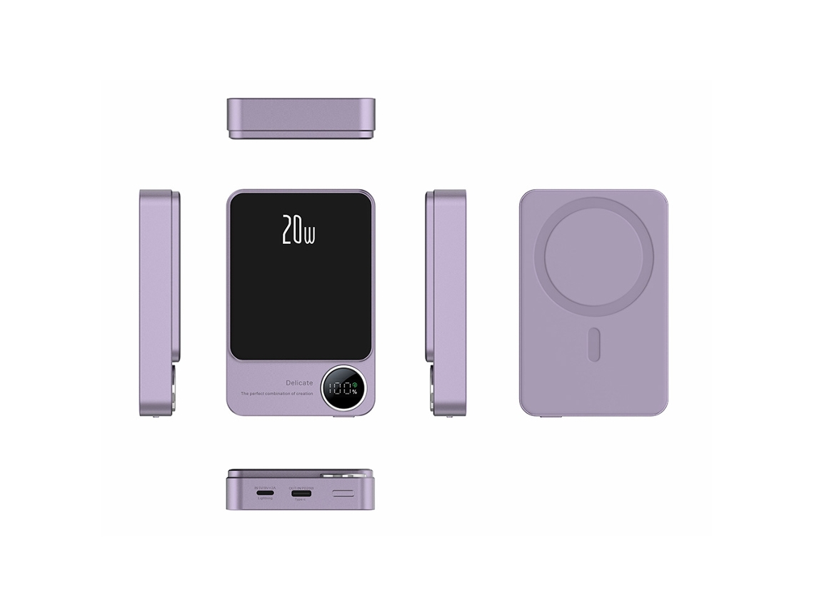 Batería Externa Magnética Inalámbrica Con Carga Rápida, 20 W, 10000 Mah, Ultradelgada Con Pantalla Led.