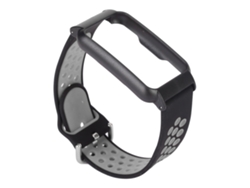 Correa de silicona de 20 mm para el reloj inteligente Oppo Free, negra/gris, con funda negra.