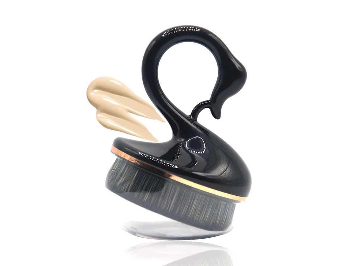 Brocha de maquillaje Kabuki Rosewell Flawless Flat Tip con forma de cisne para base, crema, líquido o polvo (negra)