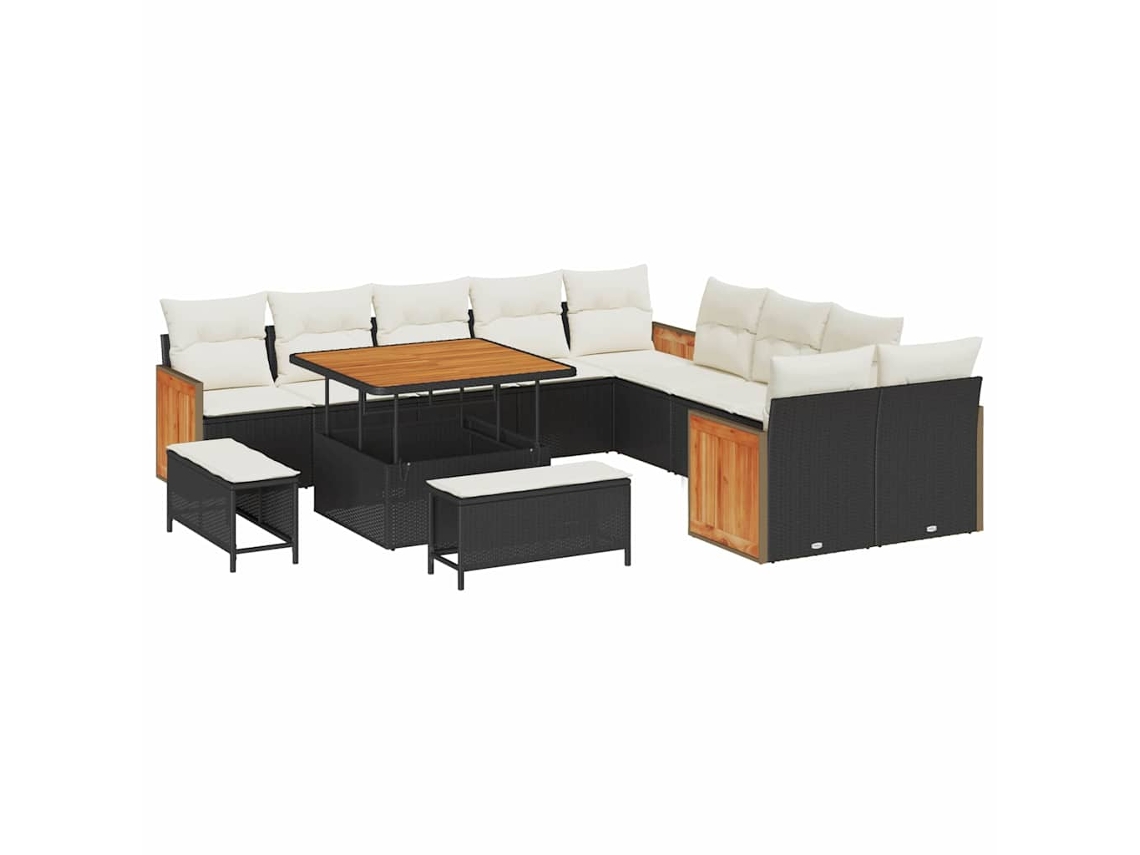 Maison Exclusive - Conjunto De Sofás De Jardín Con Cojín 17 Pcs Negro Y Crema
