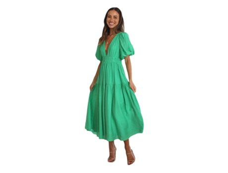 Vestido FYY de manga Farol Con Escote en V Pronunciado (XL)