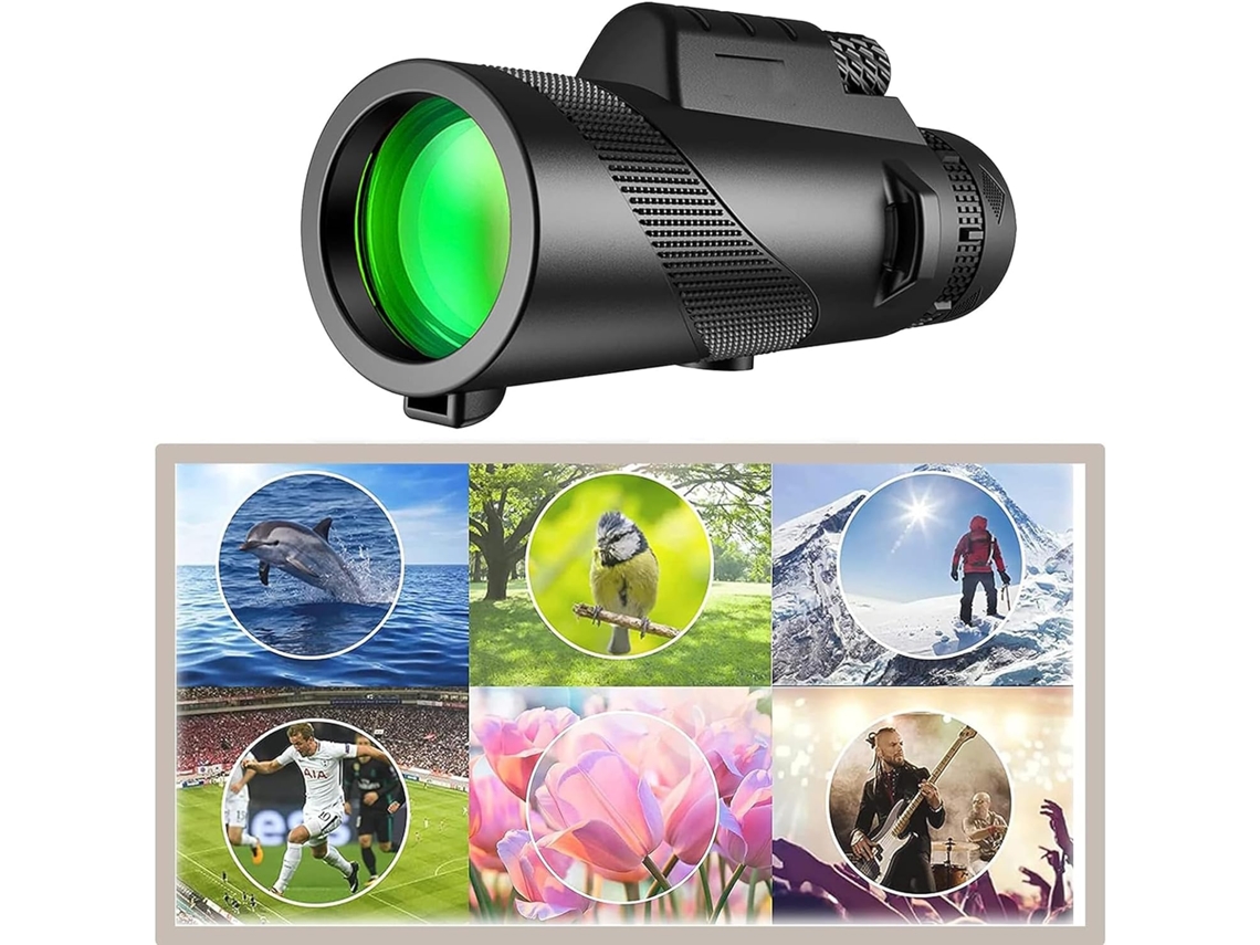 Telescopio monocular 50x60 de alta potencia, resistente al agua, con visión nocturna y poca luz, con prisma Bak4 para teléfono inteligente Chrui