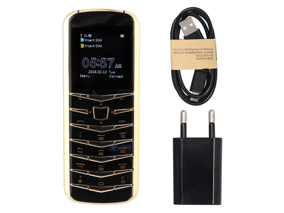 Mini Teléfono Celular V03 Dual Sim Pantalla Pequeña Espejo Metálico Con Batería De 600 Mah Y Soporte Multilingüe