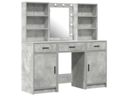 Conjunto De Tocador | Mesa De Vestidor Con Led 3 Uds Gris Concreto