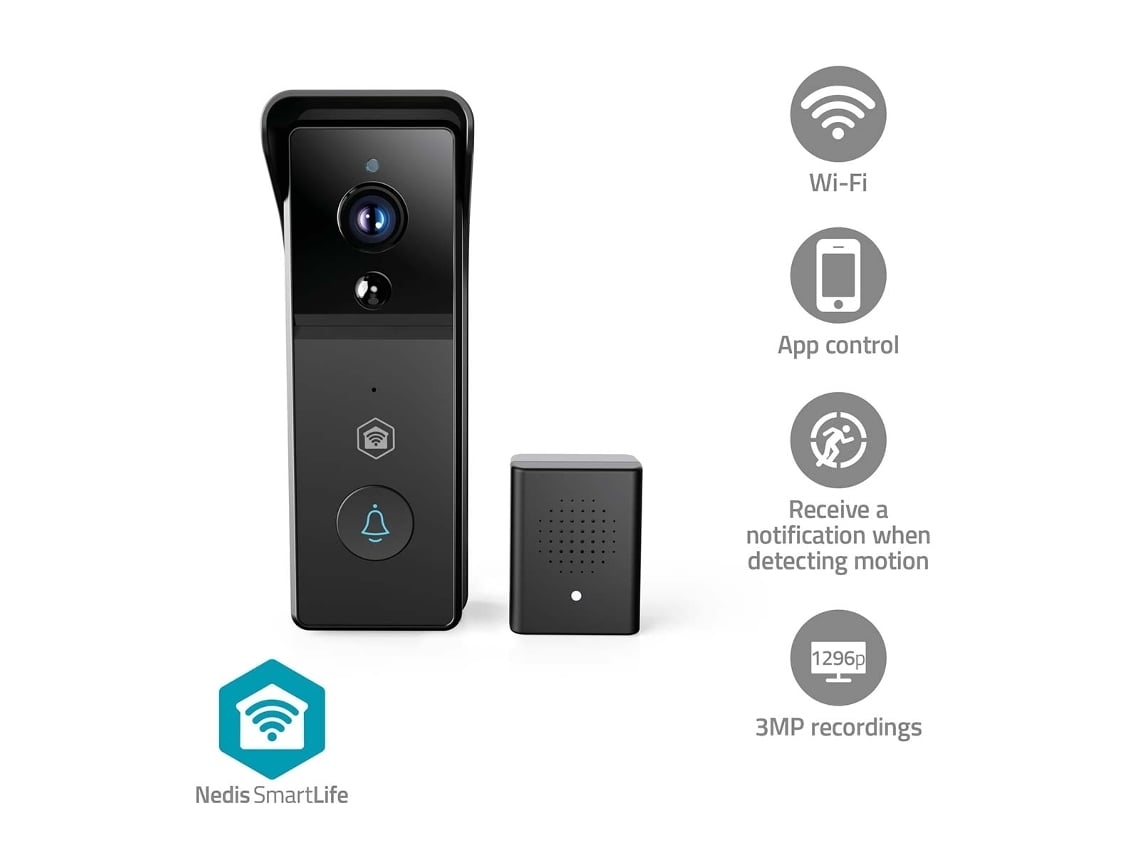 Videoportero Wi-Fi, funciona con pilas, HD de 3 MP, visión nocturna. Brilvibera wer