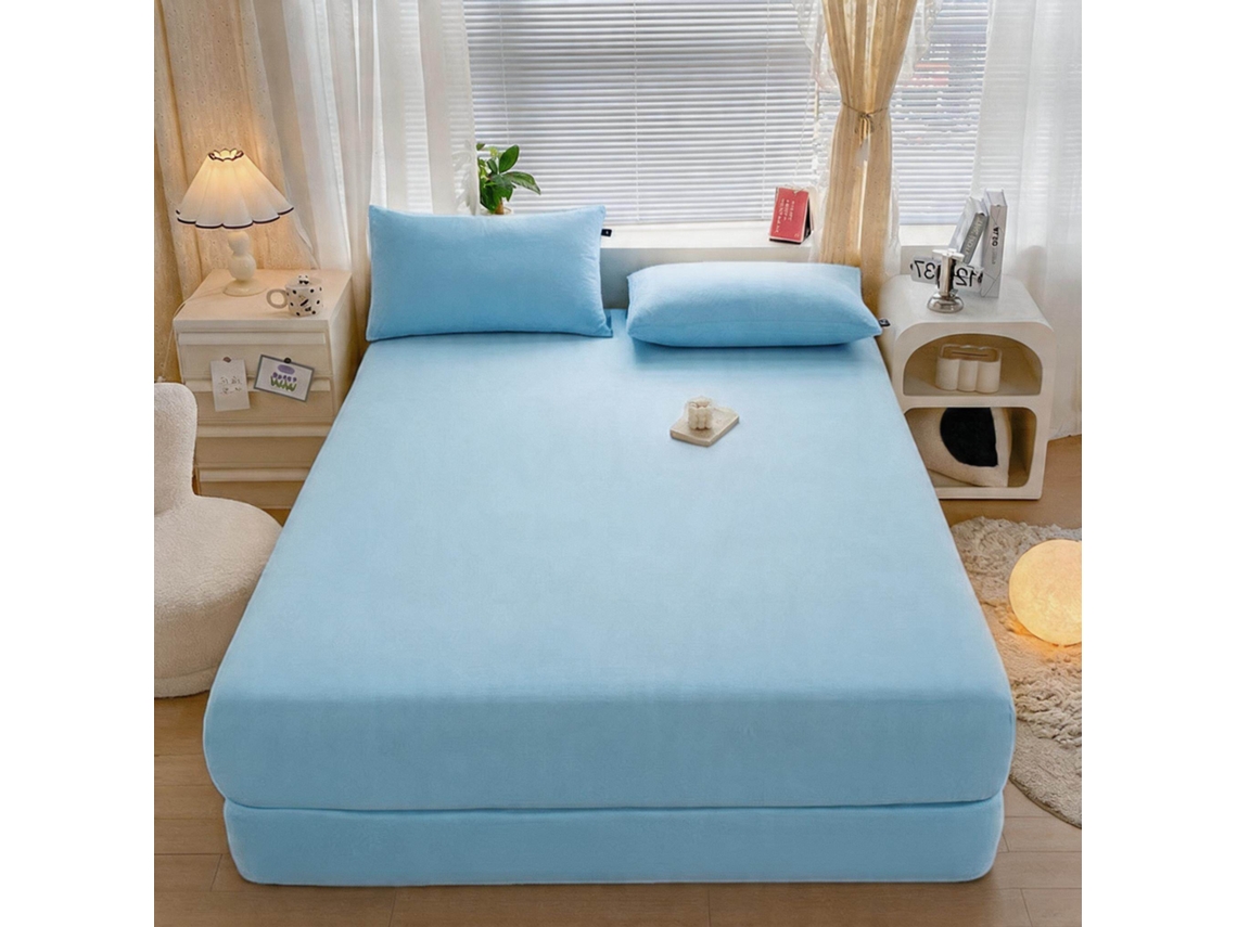 Juego De Sábanas 4 Piezas (sábana Bajera, Sábana Encimera Y Dos Fundas De Almohada) Para 200 X 200 Cm, Azul Digitallab