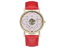 Reloj De Pulsera Analógico Con Correa De Poliuretano Y Esfera A Rayas Para Hombre Y Mujer (rojo)