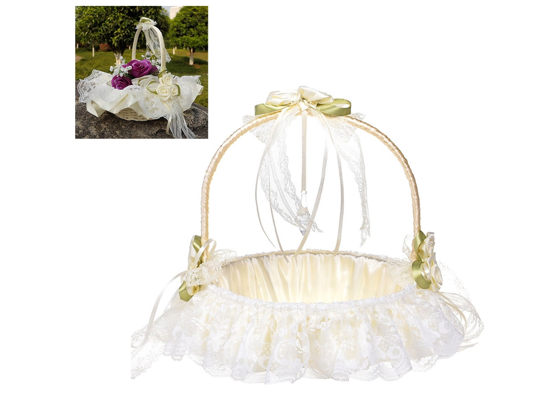 Cesta de flores tejida a mano para bodas, decoración nupcial
