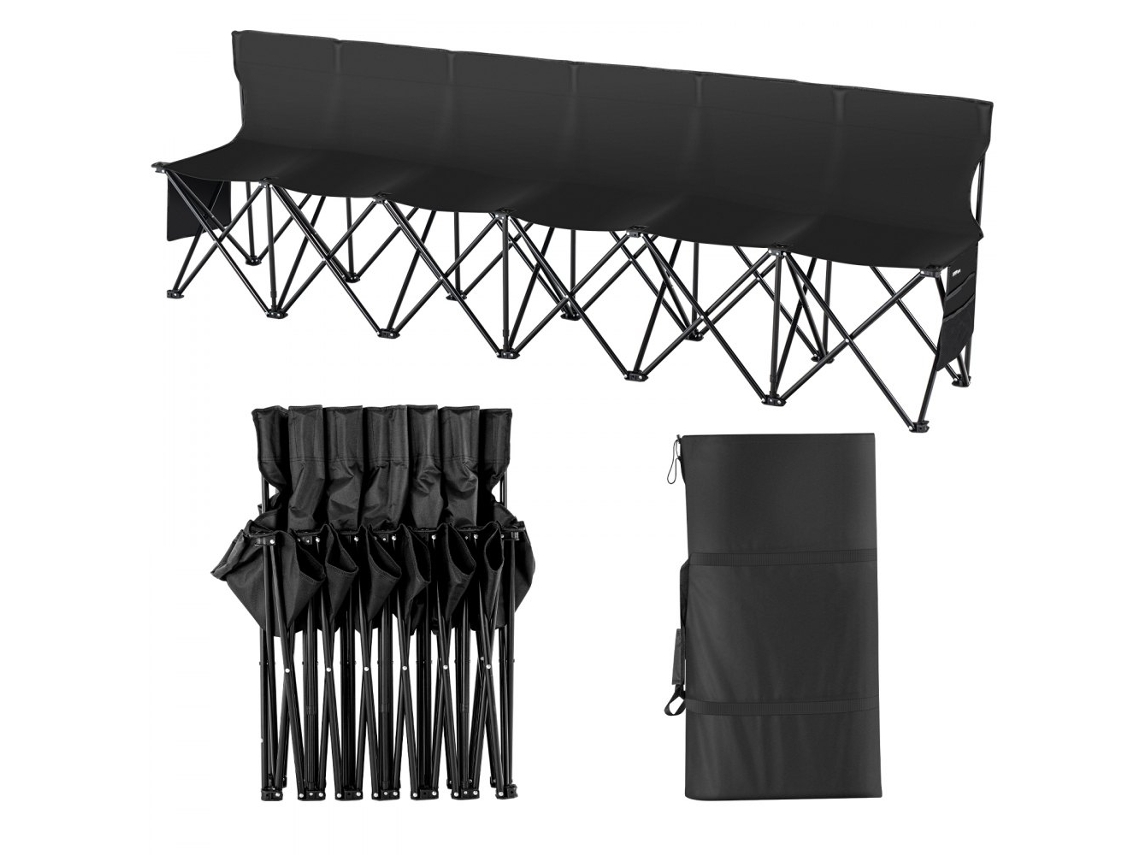 Banco plegable portátil para 6 personas con bolsillos, Tekmaquinas