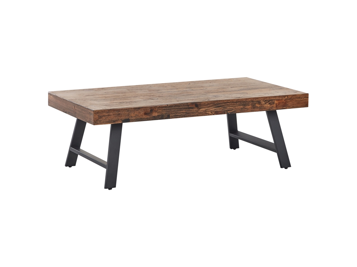 Mesa de centro Beliani Warton en madera de pino oscuro 70x130x44