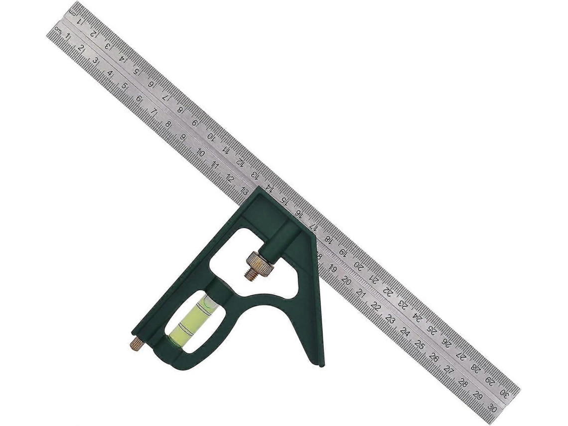 Regla Combinada Acero Inoxidable Ajustable 45/90 Grados Multifunción Medida 300mm 12 Pulgadas Para Carpintería