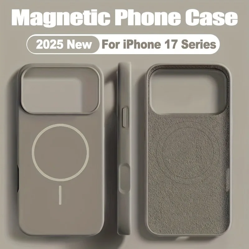(gris Titanio Iphone 17) Funda Protectora Suave Con Carga Inalámbrica Magnética Para Iphone