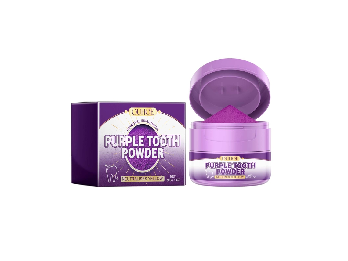 Polvo blanqueador dental Ouhoe para limpiar y cuidar los dientes amarillentos, las manchas y el sarro.