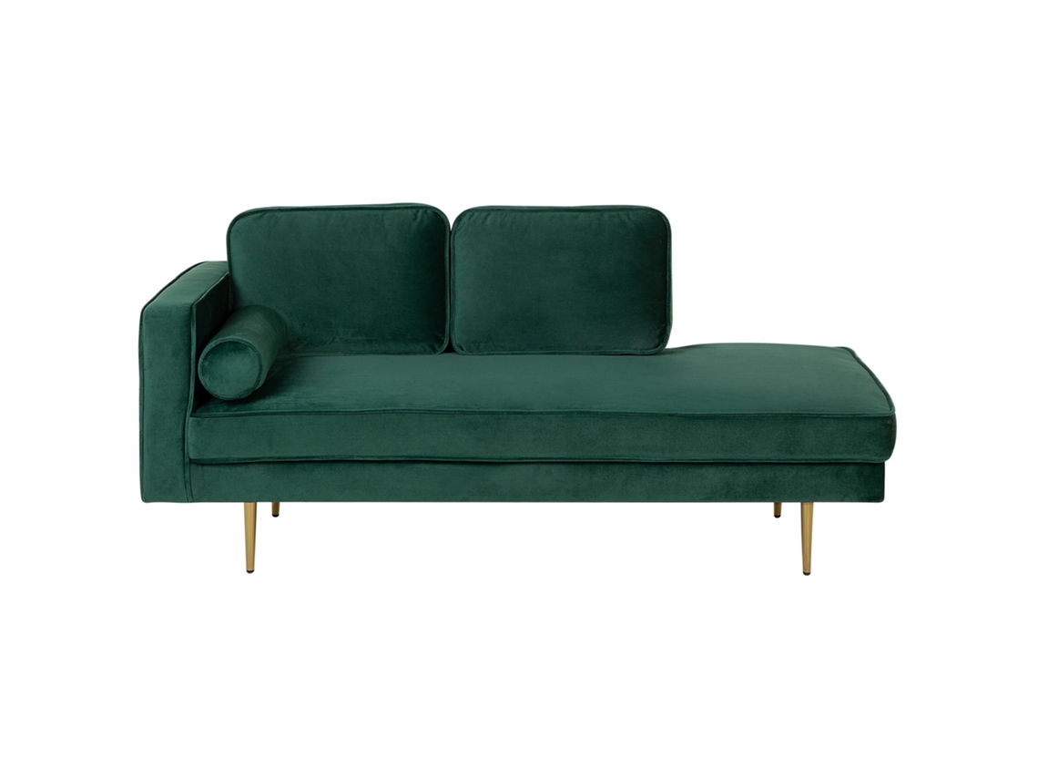 Chaise longue izquierdo BELIANI Miramas de Terciopelo Verde 171x79x63