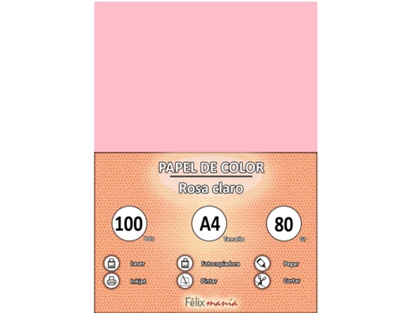 A4 80Gr Papel Rosa Claro 100 Hojas
