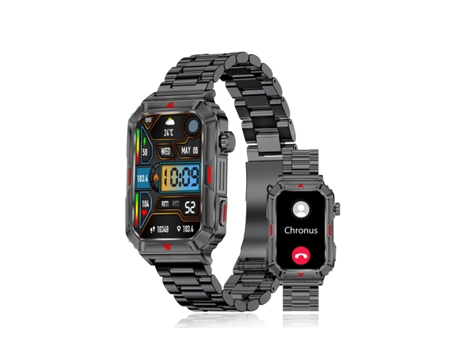 CHRONUS Cf26 Smartwatch para Hombre 1.57'' Monitor Fitness con Pantalla Cuadrada para Android Ios Negro