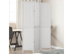 Biombo Separador De 3 Paneles Madera Maciza Paulownia Blanco