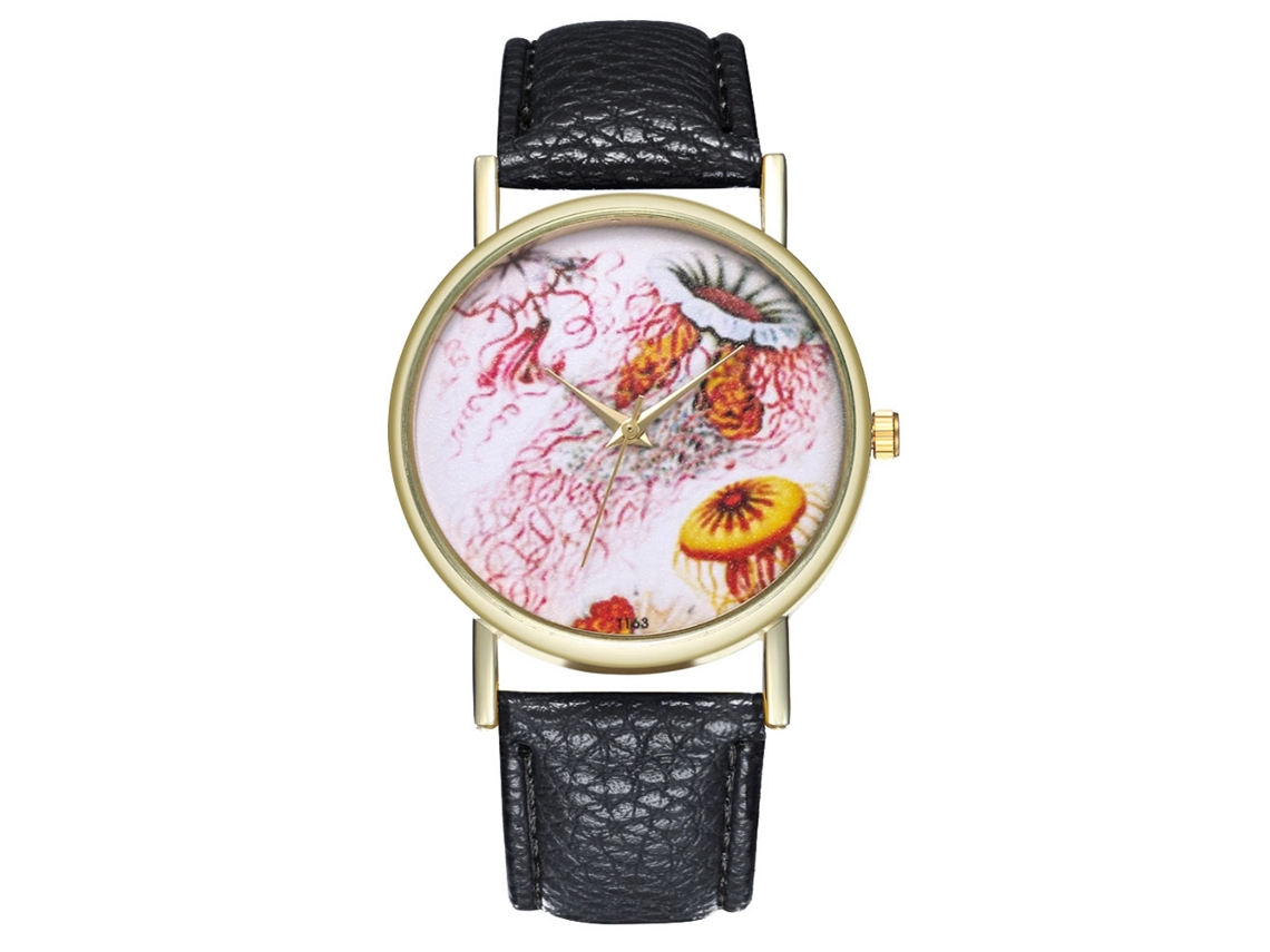Reloj Casual Unisex De Cuarzo Con Correa De Cuero Pu Dial Redondo Negro