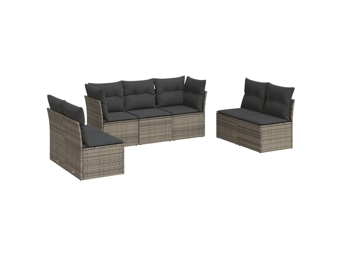Maison Exclusive - Set De Sofás De Jardín 7 Piezas Con Cojines Ratán Pe Gris