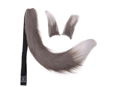 Disfraz De Cola De Oreja De Lobo - Gris Y Blanco Disfraz De Cola De Oreja De Lobo - Gris Y Blanco JEIIBRZUI