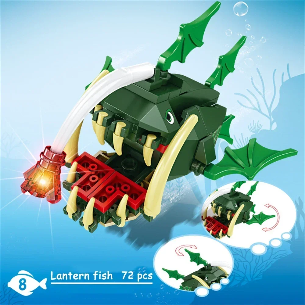 Juguetes De Bloques De Construcción De La Serie De Animales Del Océano, Un Juego De Juguetes Del Mundo Oceánico Educativo Y Divertido.