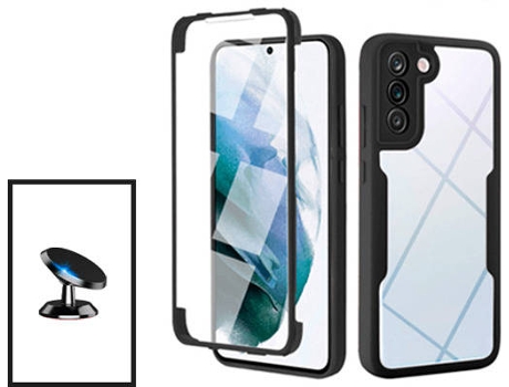 Kit Carcasa 360° Protección Frente y Verso + Soporte Magnético para Samsung Galaxy S21 FE 5G Pro GIFT4ME Negro