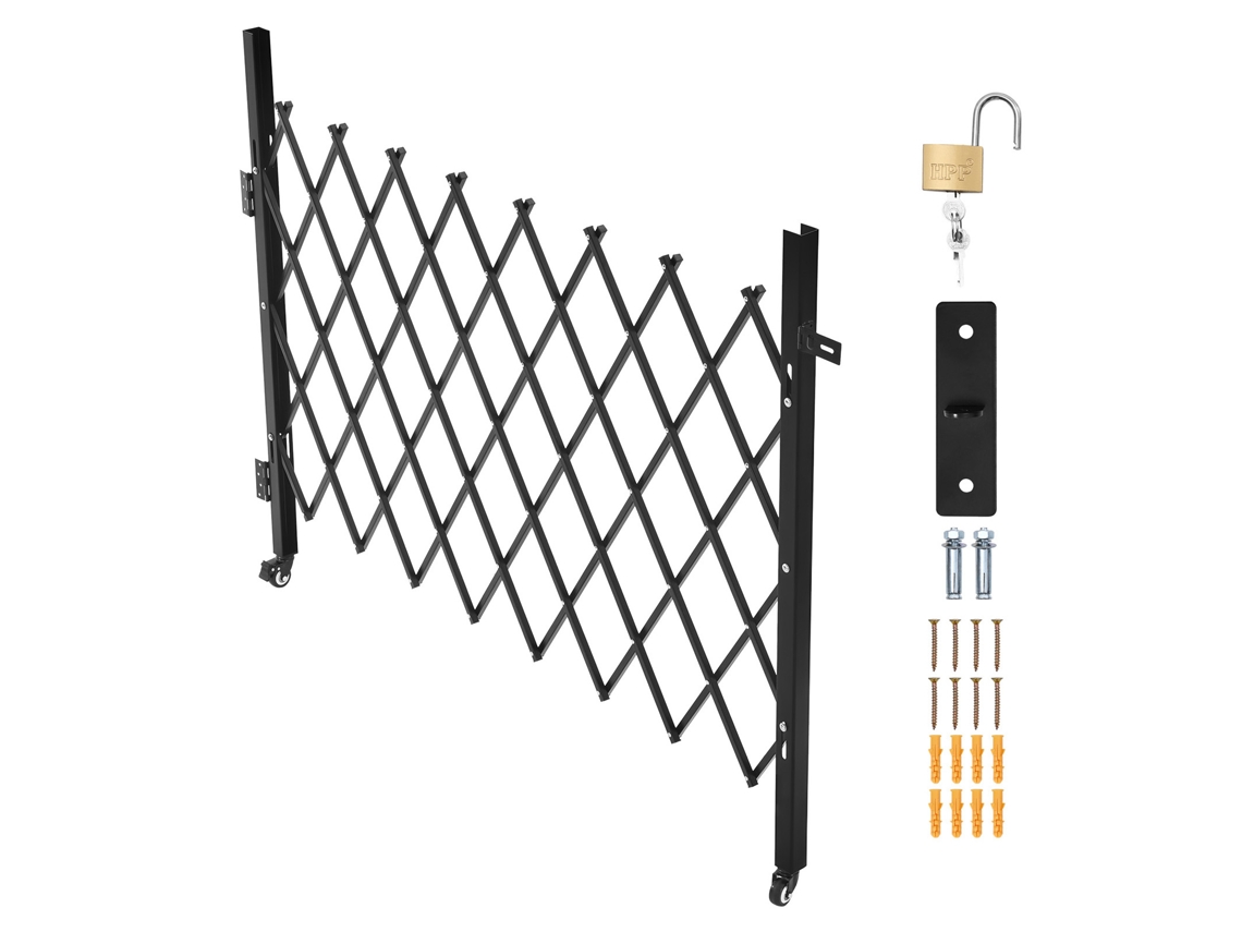 Puerta de seguridad plegable individual Succebuy de 170 x 131 cm con cerradura y ruedas