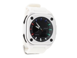 Reloj Deportivo Digital, Resistente Al Agua Hasta 50 M, Con Luz El, Cronómetro Y Correa De Tpu Blanca.