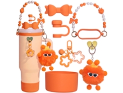 Juego de accesorios EIFSON de 8 piezas para la Copa Stanley de 40 oz / 30 oz con funda de silicona y llaveros (naranja)