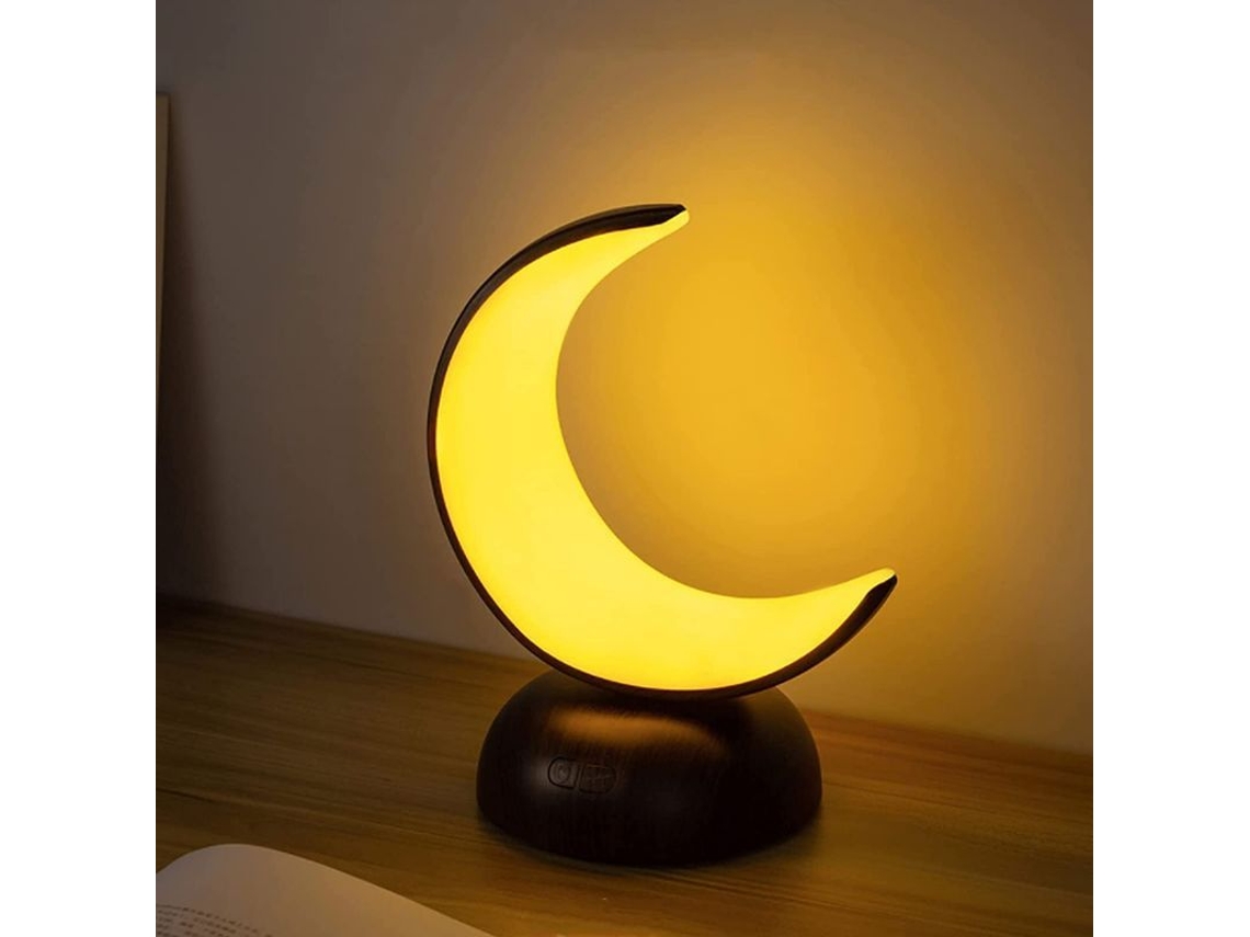 Luz nocturna LED lunar mediana, luz blanca cálida bicolor, protección ocular, suave, recargable por USB.