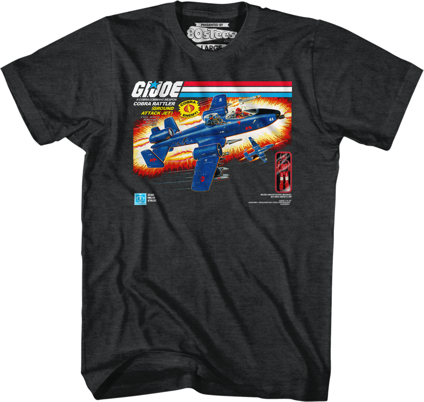Camisetas Unisex DEEPSTONE Box Art Cobra Rattler GI Joe brezo negro (S)