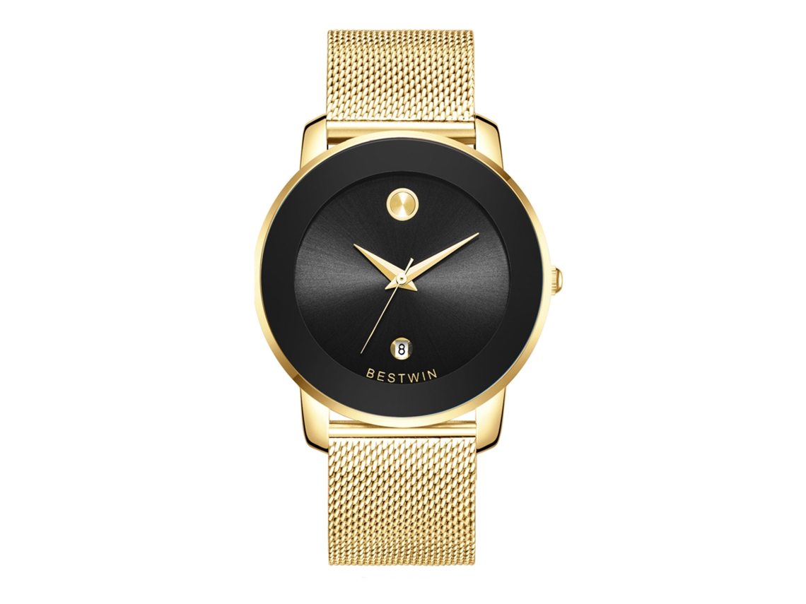 Reloj De Cuarzo Para Hombre (dorado Y Negro - Correa De Malla)