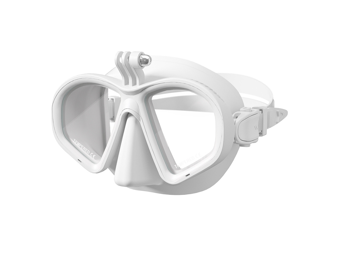 Máscara de buceo Hexinyigjly, compatible con soporte para cámara subacuática, blanca.