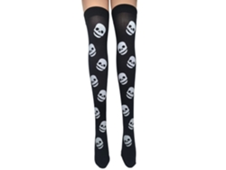 Calcetines de fiesta de Halloween, disfraz de calavera negra, talla única Chennnls