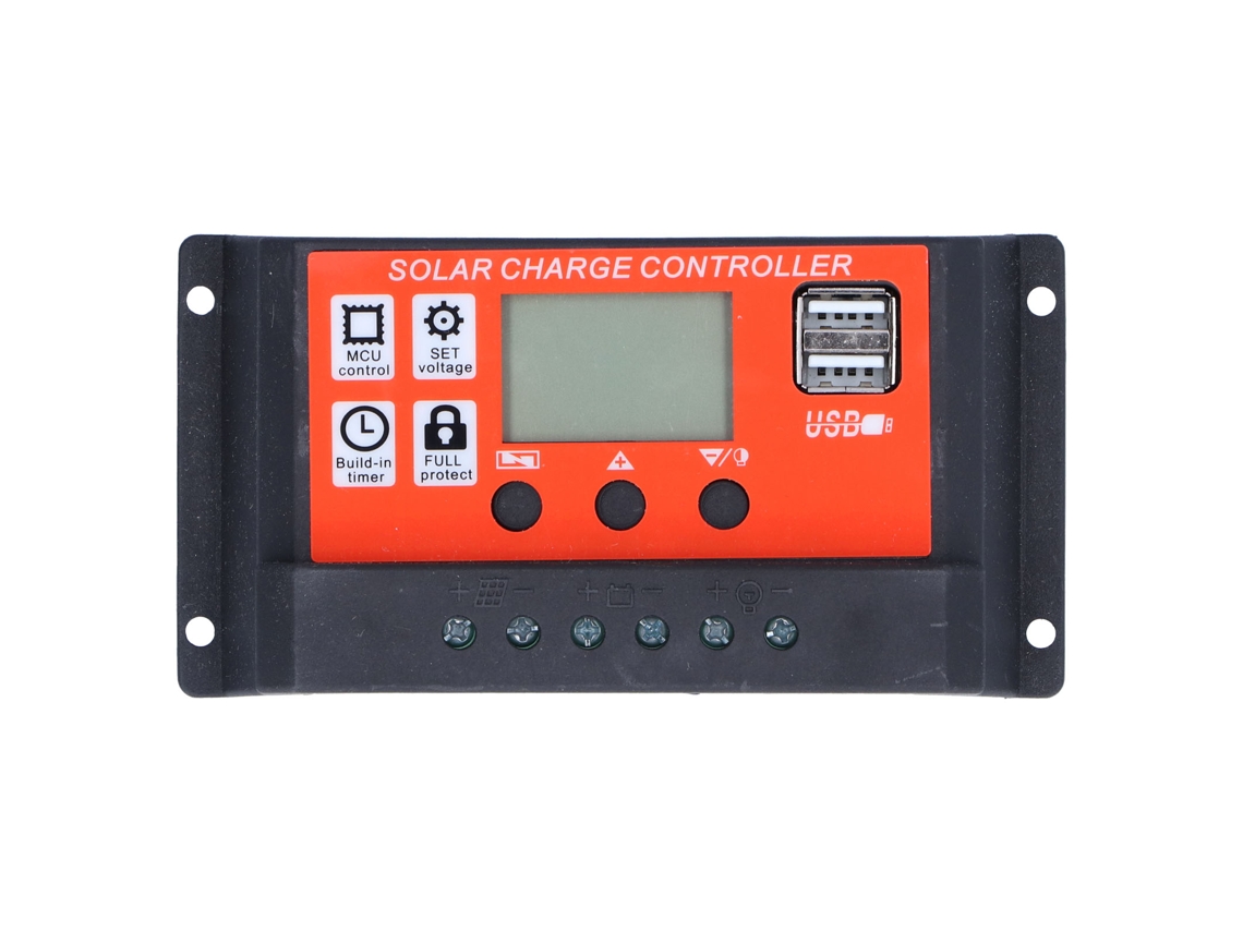 Controlador De Carga Solar Pwm De 6 Etapas Y 40 A, 12 V/24 V, Con Pantalla Lcd Y Regulador De Batería.