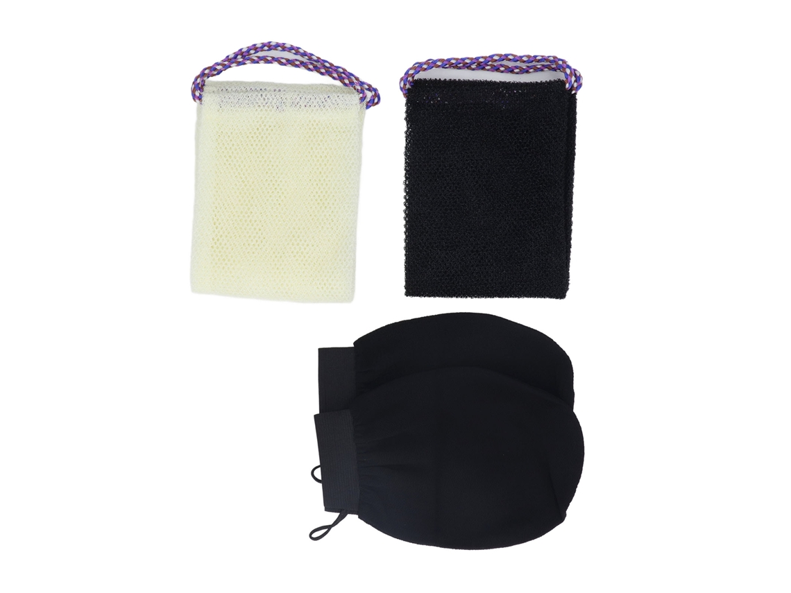 Esponja De Baño Africana Larga Con Guantes, Exfoliante Corporal, Cepillo Para La Espalda, Nailon, Negro Y Beige.