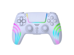 Mando Bluetooth Blanco Compatible Ps4 Pc Rgb Vibración Seis Ejes Programable Batería Larga