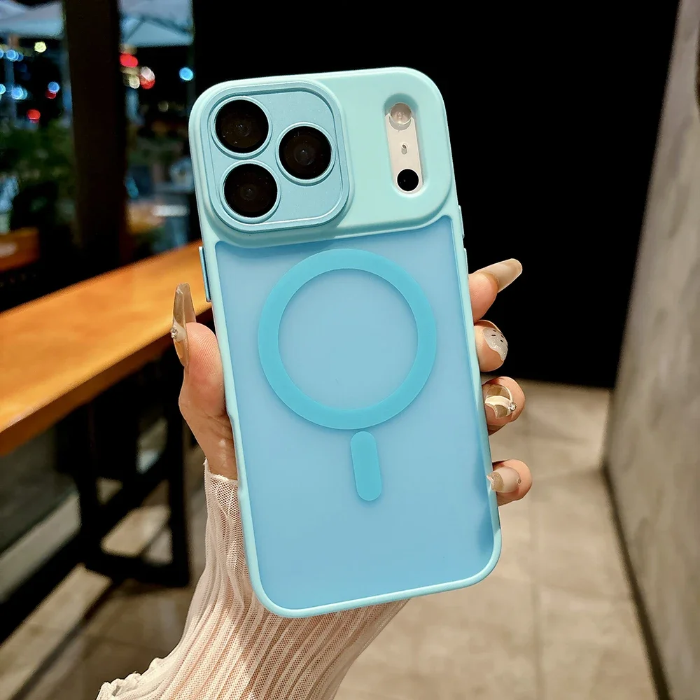 (azul Cielo, Iphone 14) Funda Para Teléfono Semitransparente Mate, Compatible Con Carga Inalámbrica Magnética, Protección A Prueba De Golpes.