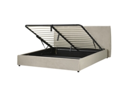 Cama con almacenaje BELIANI Lavaur de Terciopelo Beige 203x220x100