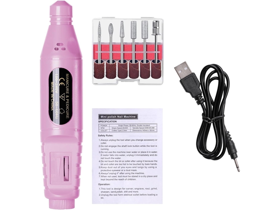 Mini Taladro Eléctrico Usb 6 En 1 Para Uñas, Máquina Pulidora De Manicura, Herramienta Profesional.