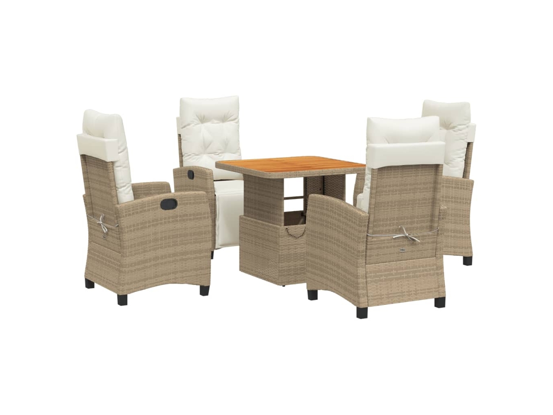 Maison Exclusive - Set Comedor De Jardín 5 Pzas Con Cojines Ratán Sintético Beige