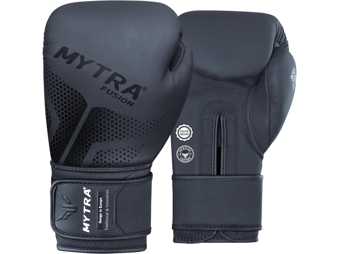 Guantes De Boxeo Mytra Fusion - Cuero Genuino - Gants D'entraînement Et Sparring Polyvalents Mma Kickboxing Boxe, Muay Thai - Negro