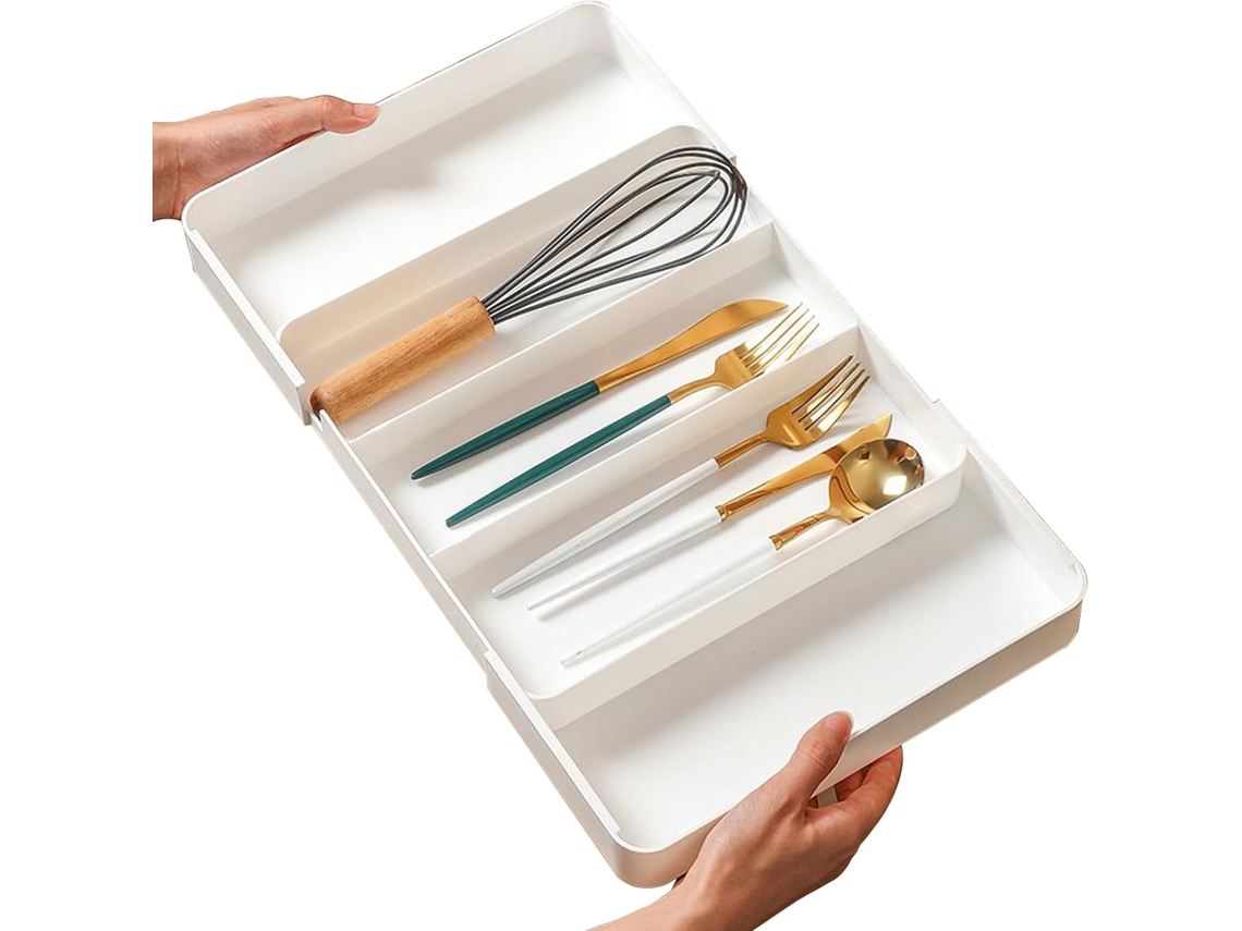 Organizador De Cajones Para Cubiertos, Cucharas Y Tenedores Retráctiles, Bandeja Divisoria