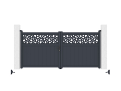 Puerta Batiente Dolomite Sunny De 3 M De Ancho Ajustable, 140 Cm De Alto, Aluminio Gris.