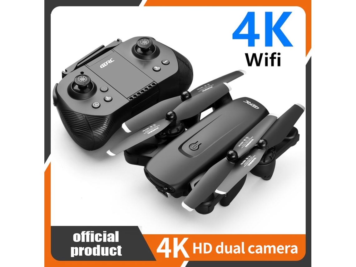 Dron plegable V12 con cámara dual 4K (2 baterías - Duración de la batería: 18 min - Negro) YIZHOOD