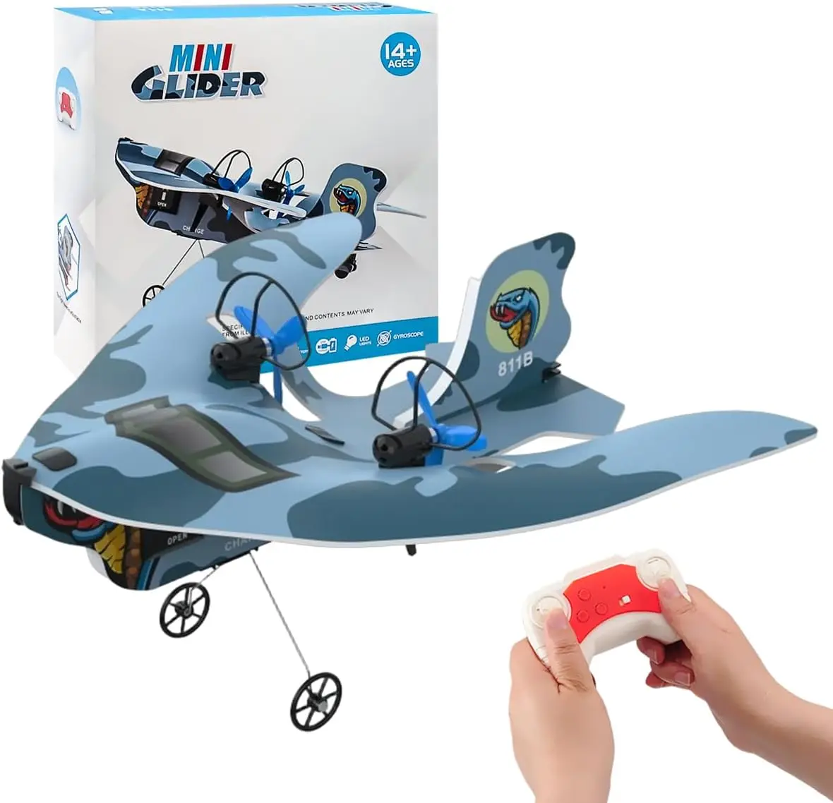 (azul) Avión De Control Remoto Inalámbrico De 2,4 G, Biplano, Planeador De Control Remoto