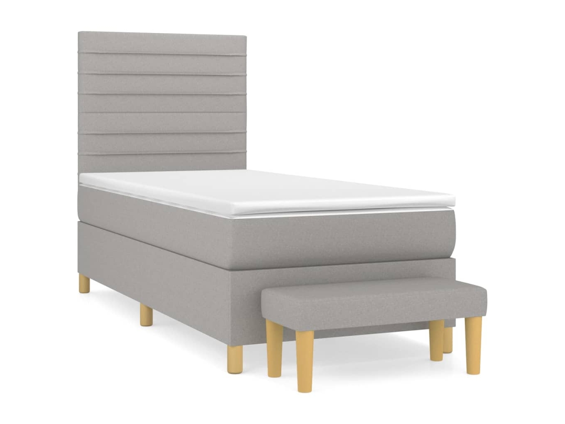Maison Exclusive - Cama Box Spring Con Colchón Tela Gris Claro 100x200 Cm