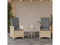 Sillas de jardín reclinables de 2 piezas DKD Home Decor con cojines beige combinados
