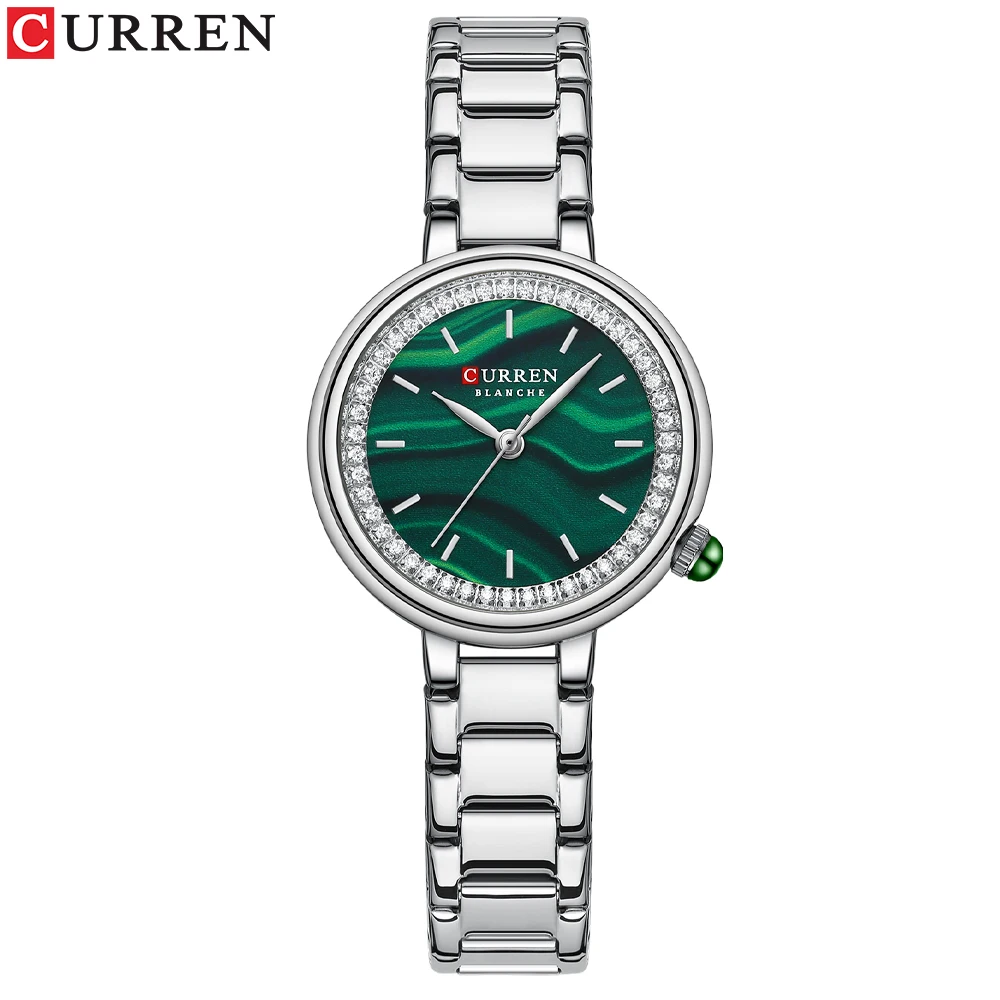 Reloj Clásico De Mujer Con Esfera Redonda (verde Plateado), Reloj De Pulsera Para Mujer De Negocios.